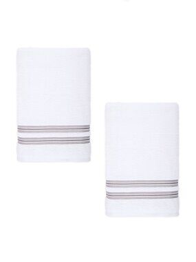2 DAPPER GRAY STRIPE Nestwell 100% Hygro Cotton 34x68" BATH Sheets (new towels)